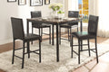 Metal Frame Counter Height Chairs Set Of 4 Brown Faux Leather Seat Black Metal Finish Dining Chairs Brown Dining Room Metal