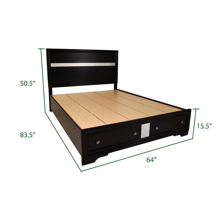 Matrix Traditional Style King Size Storage Bed Made With Wood In Black King Black Wood Bedroom Traditional Bed Frame Solid Wood Mdf Wood