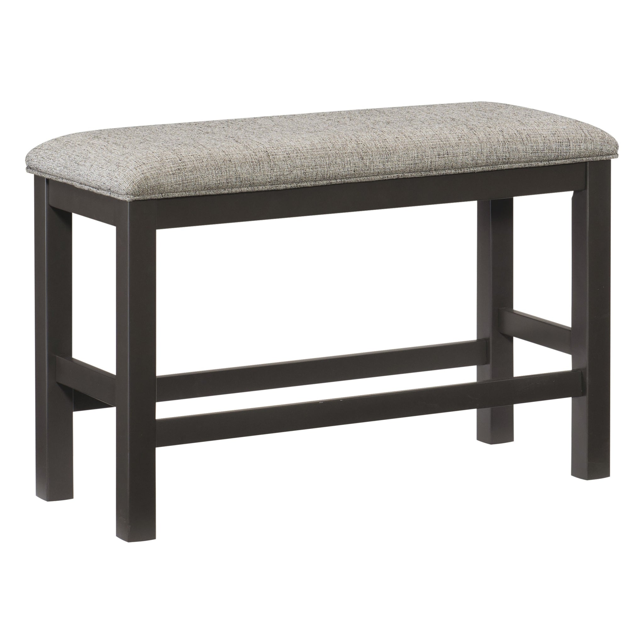 Casual Dining Counter Height Bench 1Pc Gunmetal Gray Finished Wood Gray Fabric Covered Padded Seat Modern Furniture Gray Dining Room Solid Wood