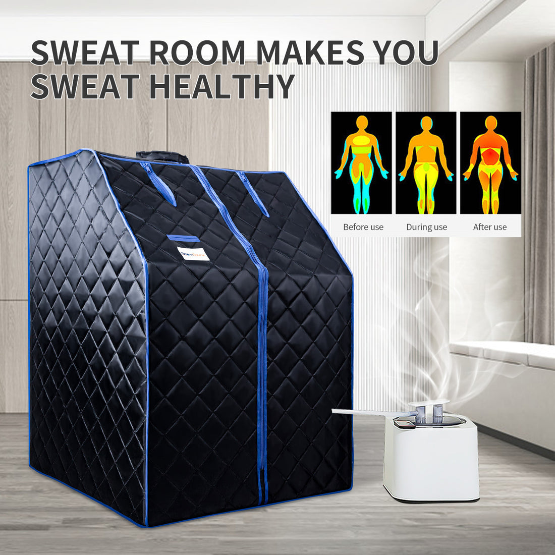 Sojourner Portable Sauna For Home Steam Sauna Tent, Personal Sauna Sauna Heater, Tent, Chair, Remote Included For Home Sauna Enjoy Your Own Personal Spa Black Cotton Cotton