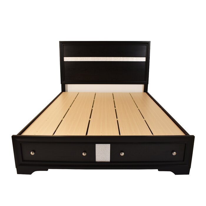 Matrix Traditional Style Full 4 Piece Storage Bedroom Set Made With Wood In Black Box Spring Not Required Full Black Wood 4 Piece Set Bedroom Bed Included,Dresser Included,Mirror Included,Nightstand Included Traditional Solid Wood Mdf Wood