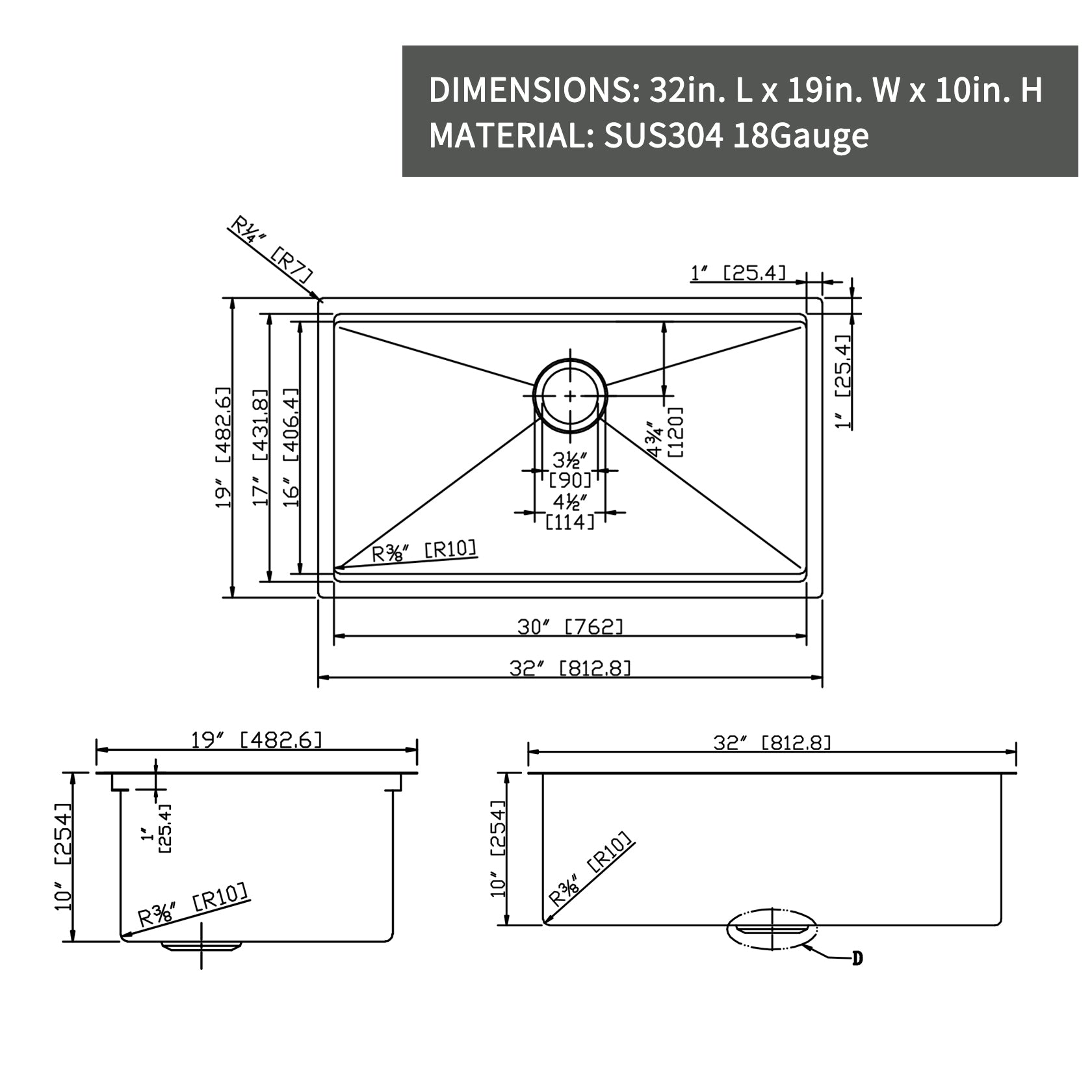 Workstation 32" L X 19" W Undermount Kitchen Sink With Accessories Black Stainless Steel