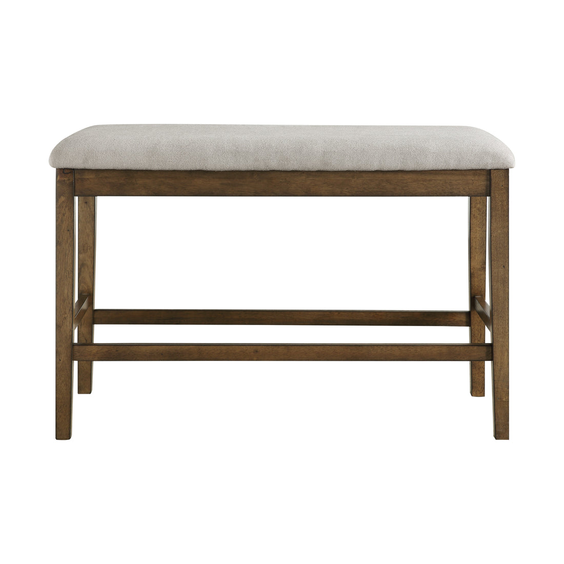 Wooden Frame Counter Height Bench Light Oak Finish Mindy Veneer Gray Textured Fabric Upholstery Dining Room Furniture Brown Mix Dining Room Wood