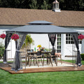 13X10 Outdoor Patio Gazebo Canopy Tent With Ventilated Double Roof And Mosquito Net Detachable Mesh Screen On All Sides ,Suitable For Lawn, Garden, Backyard And Deck,Gray Top Gray Metal