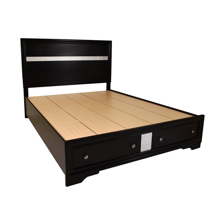 Matrix Traditional Style King 4 Pc Storage Bedroom Set Made With Wood In Black Box Spring Not Required King Black Wood 4 Piece Set Bedroom Bed Included,Dresser Included,Mirror Included,Nightstand Included Traditional Solid Wood Mdf Tufted Wood