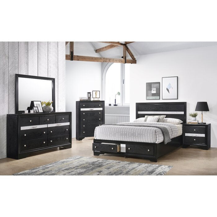 Matrix Traditional Style Queen Size Storage Bed Made With Wood In Black Box Spring Not Required Queen Black Wood Bedroom Traditional Solid Wood Mdf Wood