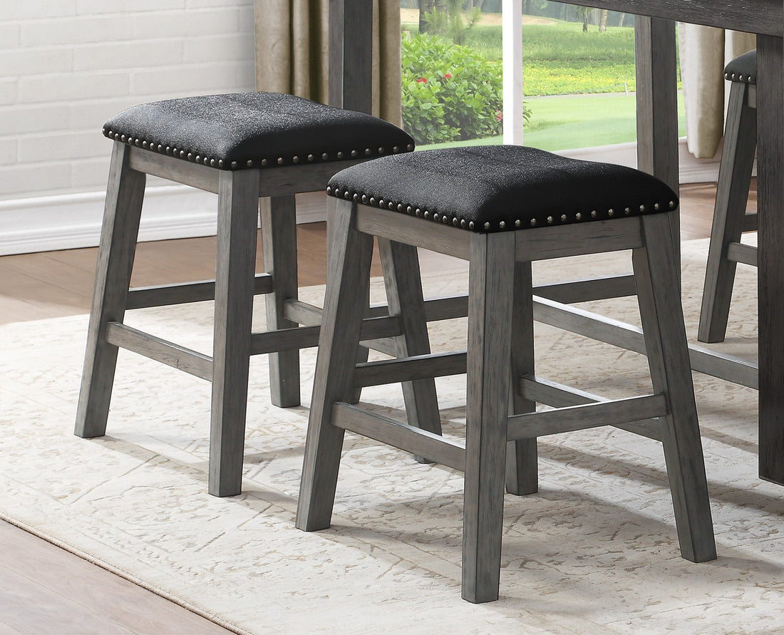 Gray Finish 5Pc Counter Height Set Multifunctional Counter Height Table With 4 Stools Black Faux Leather Upholstery Trim Dining Room Furniture Wood Gray Seats 4 Wood Dining Room 60 Inches Rectangular Wood