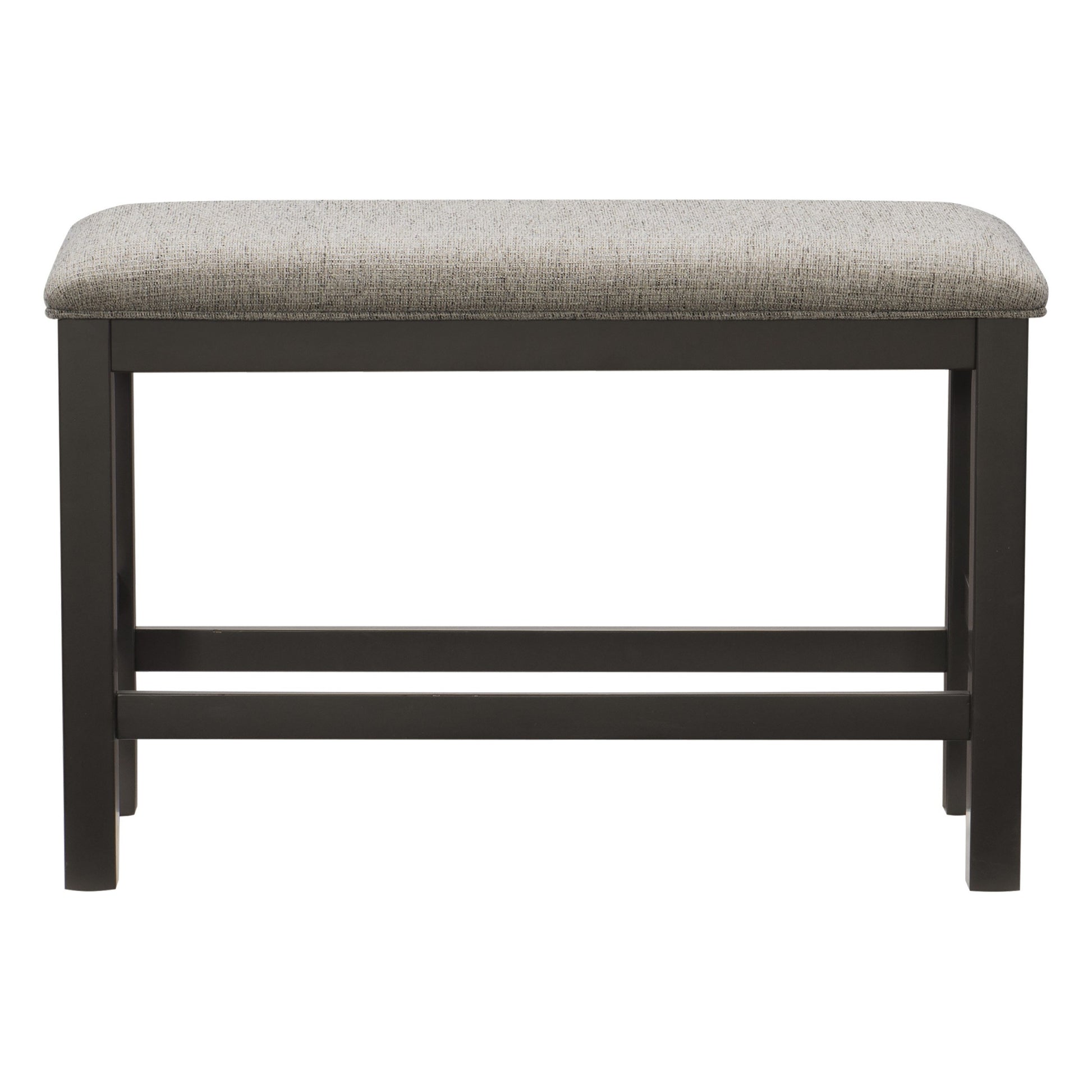 Casual Dining Counter Height Bench 1Pc Gunmetal Gray Finished Wood Gray Fabric Covered Padded Seat Modern Furniture Gray Dining Room Solid Wood