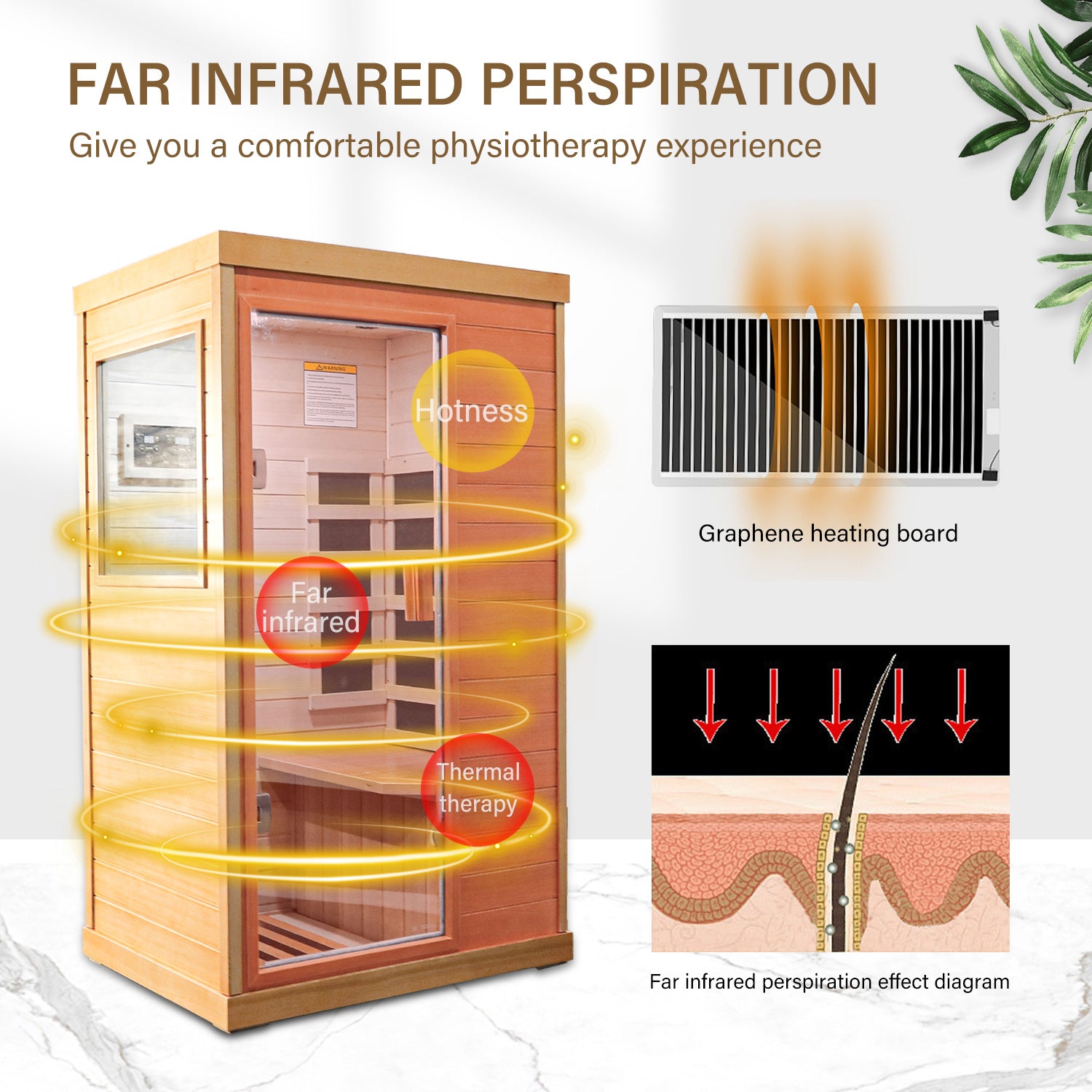 Infrared Sauna Room Single Room Natural Metal & Wood Solid Wood