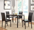 Black Metal Finish 5Pc Dining Set Faux Marble Tabletop And 4X Side Chairs Transitional Small Dining Room Furniture Black Seats 4 Dining Room Rectangular Dining Table With Bench Metal