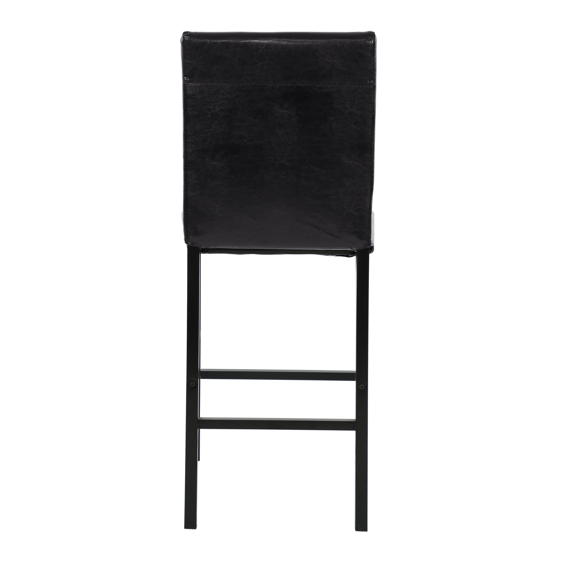 Metal Frame Counter Height Chairs Set Of 4 Brown Faux Leather Seat Black Metal Finish Dining Chairs Brown Dining Room Metal