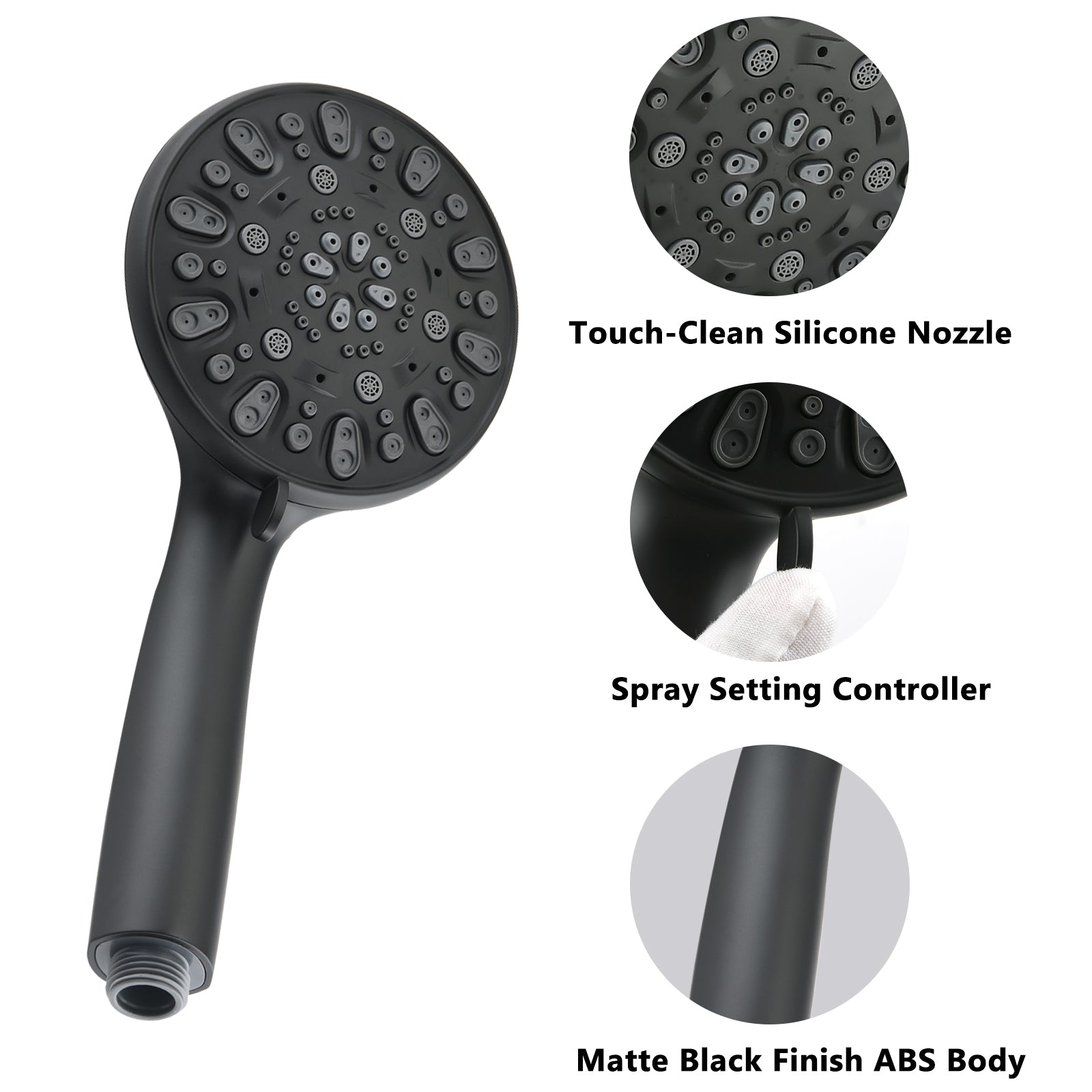 Wall Mounted Dual Function Shower System With Valve Matte Black Abs