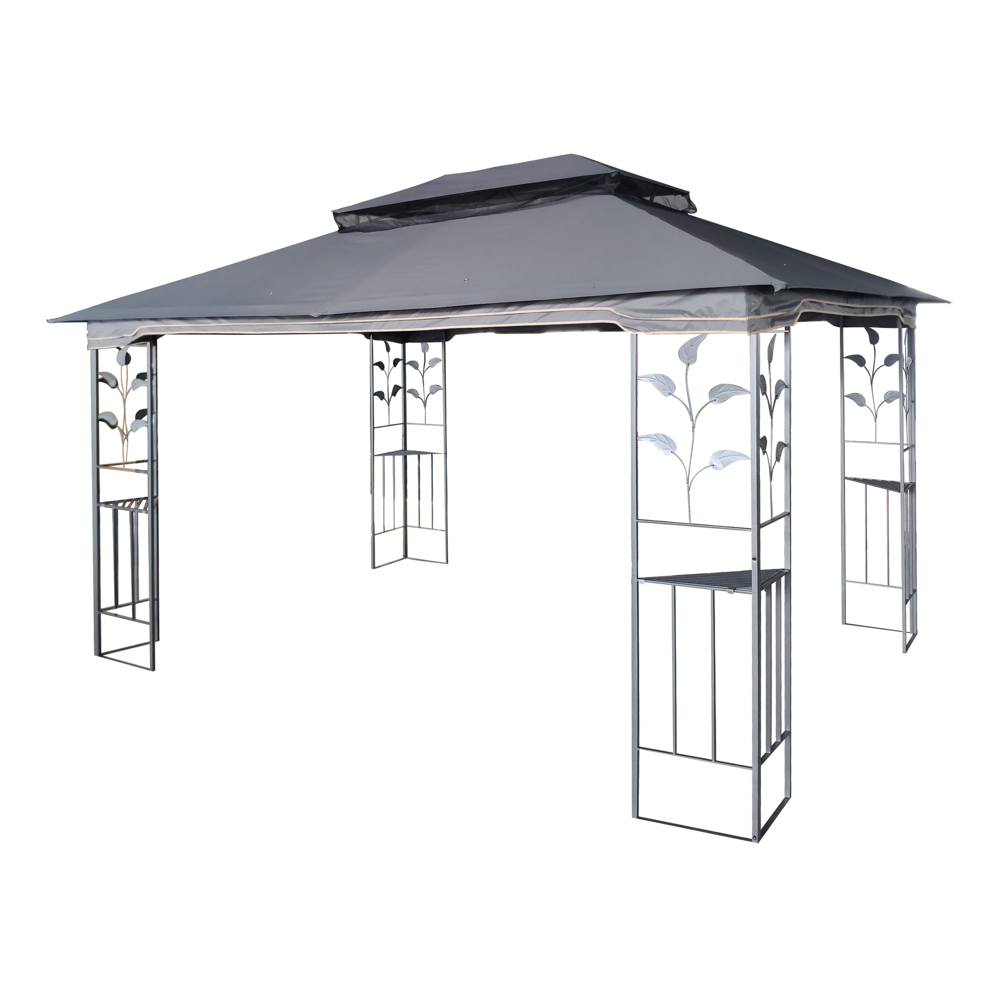 13X10 Outdoor Patio Gazebo Canopy Tent With Ventilated Double Roof And Mosquito Net Detachable Mesh Screen On All Sides ,Suitable For Lawn, Garden, Backyard And Deck,Gray Top Gray Metal