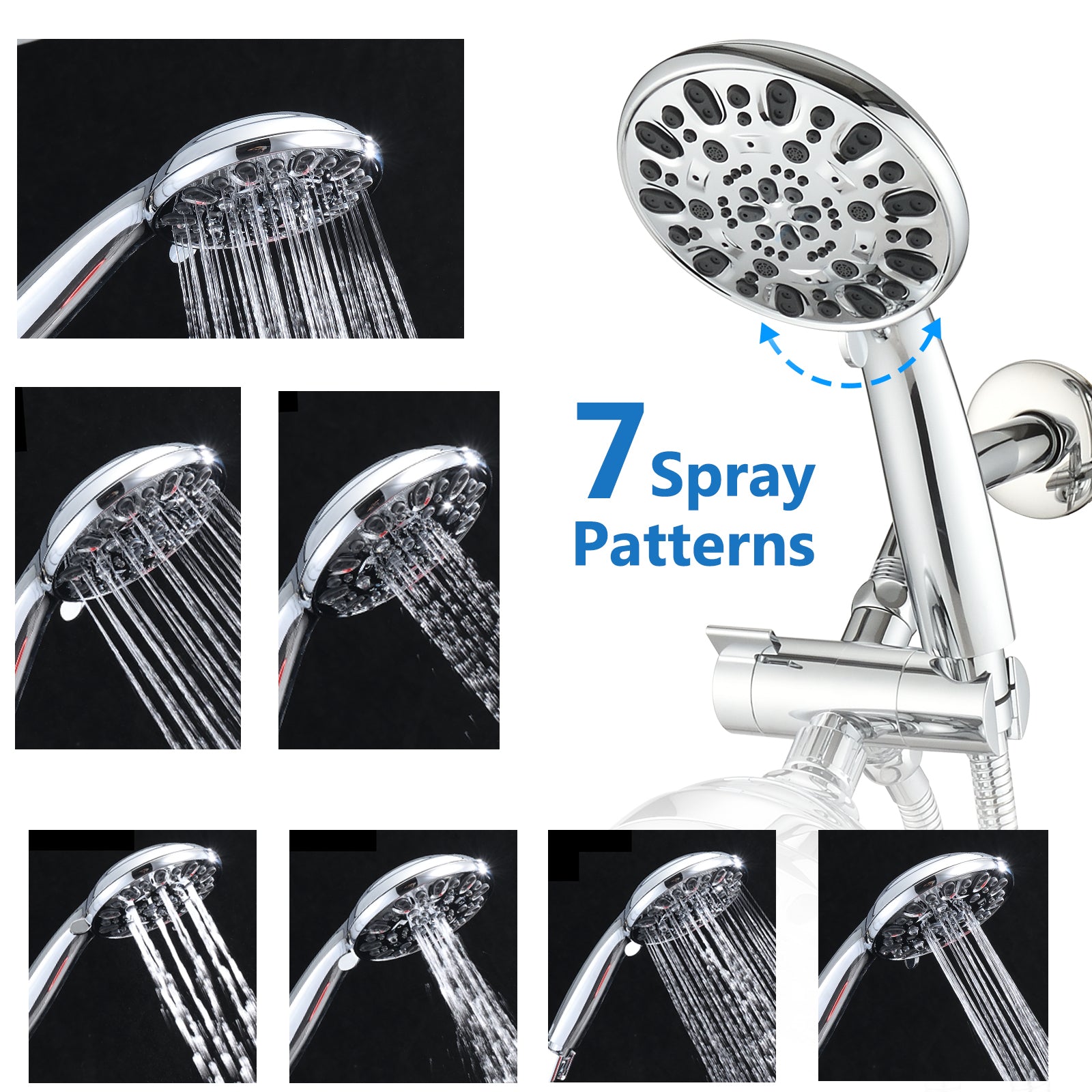 Shower System With Tub Spout Rain Shower Tub Set, High Pressure Dual 2 In 1 Shower Combo Faucet With Valve Chrome Abs