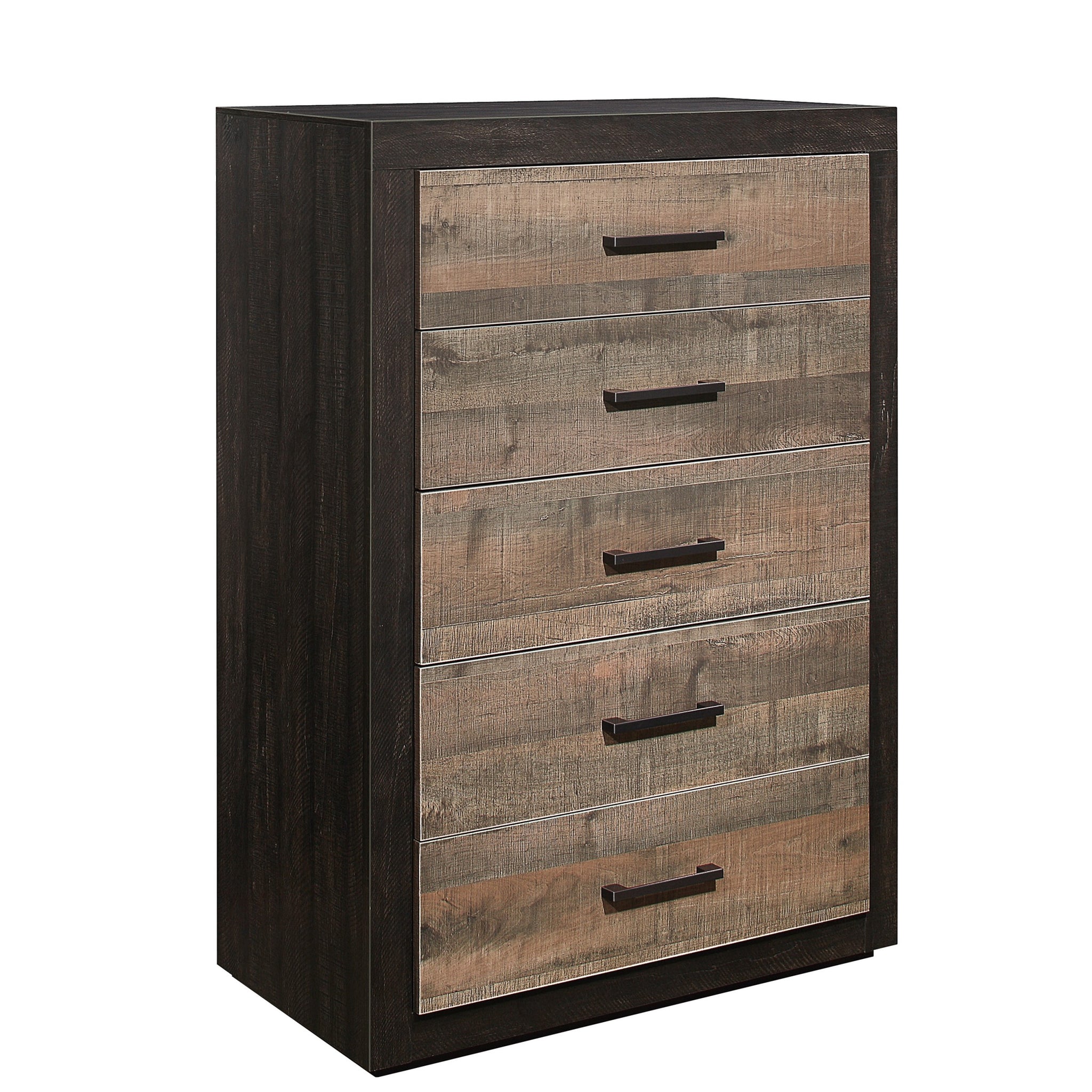 Contemporary Two Tone Finish 1Pc Chest Of Drawers Faux Wood Veneer Bedroom Furniture Multicolor Bedroom Wood