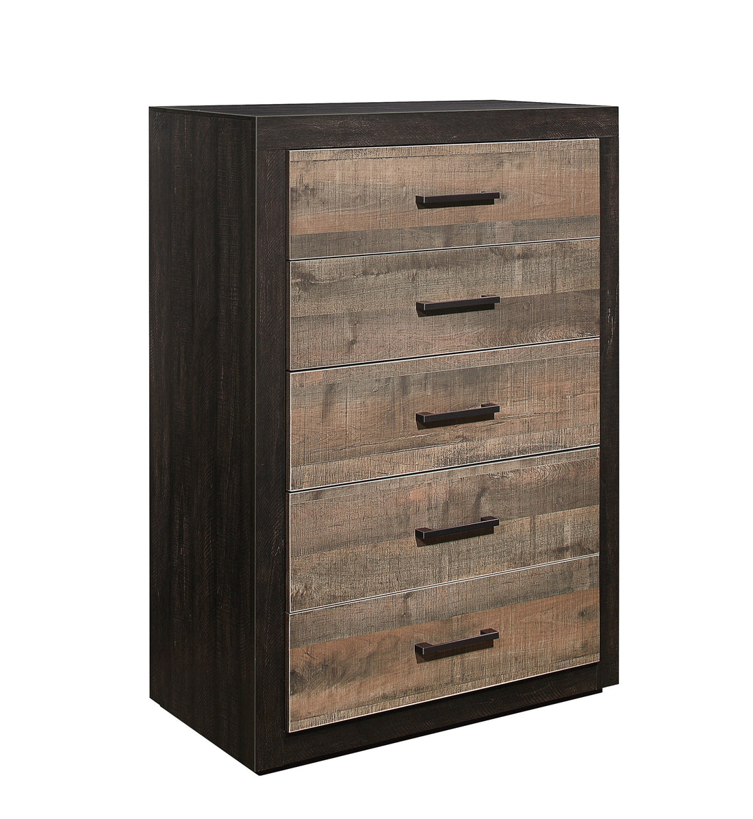 Contemporary Two Tone Finish 1Pc Chest Of Drawers Faux Wood Veneer Bedroom Furniture Multicolor Bedroom Wood