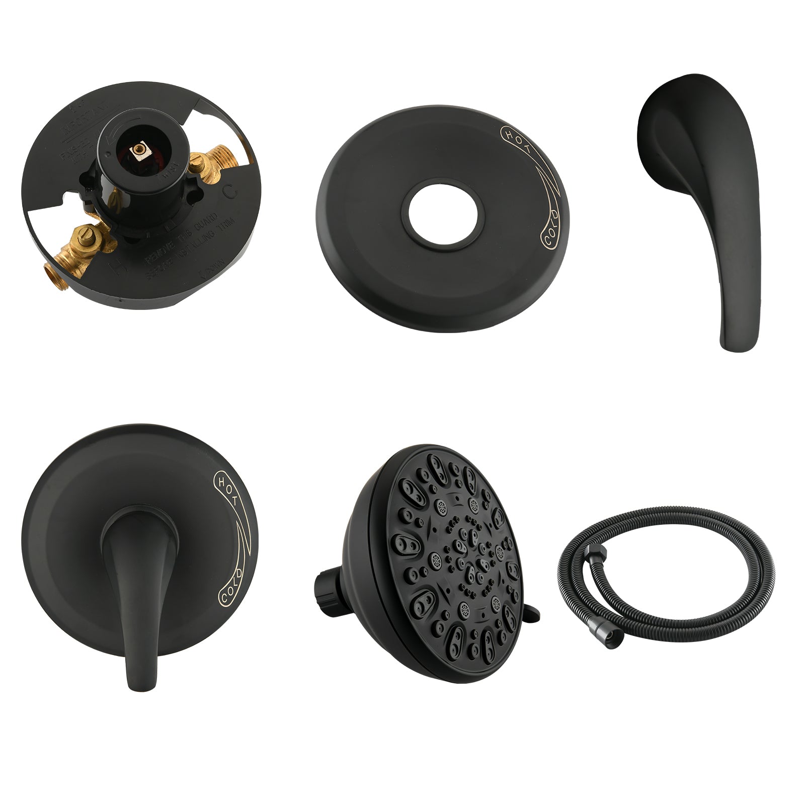 Wall Mounted Dual Function Shower System With Valve Matte Black Abs