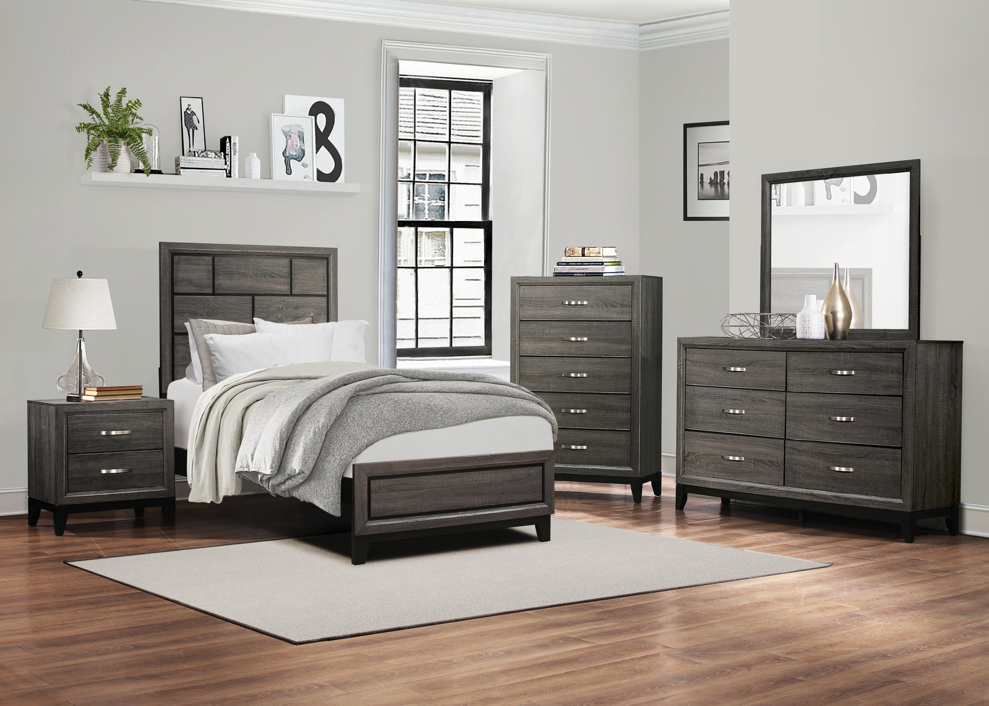 Contemporary Styling Gray Finish 1Pc Nightstand Dovetail Drawers Unique Bedroom Furniture Gray 2 Drawers Bedroom Contemporary Wood