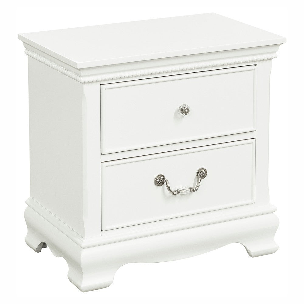 Classic Traditional Style 1Pc Nightstand Wood White Finish Dovetail Drawers Bed Side Table Bedroom Furniture White 2 Drawers Bedroom Traditional Wood