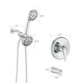 Shower System With Tub Spout Rain Shower Tub Set, High Pressure Dual 2 In 1 Shower Combo Faucet With Valve Chrome Abs