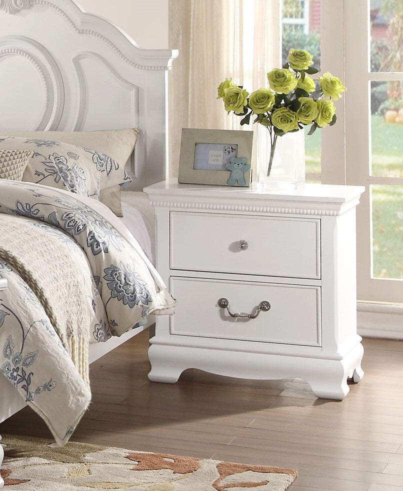 Classic Traditional Style 1Pc Nightstand Wood White Finish Dovetail Drawers Bed Side Table Bedroom Furniture White 2 Drawers Bedroom Traditional Wood