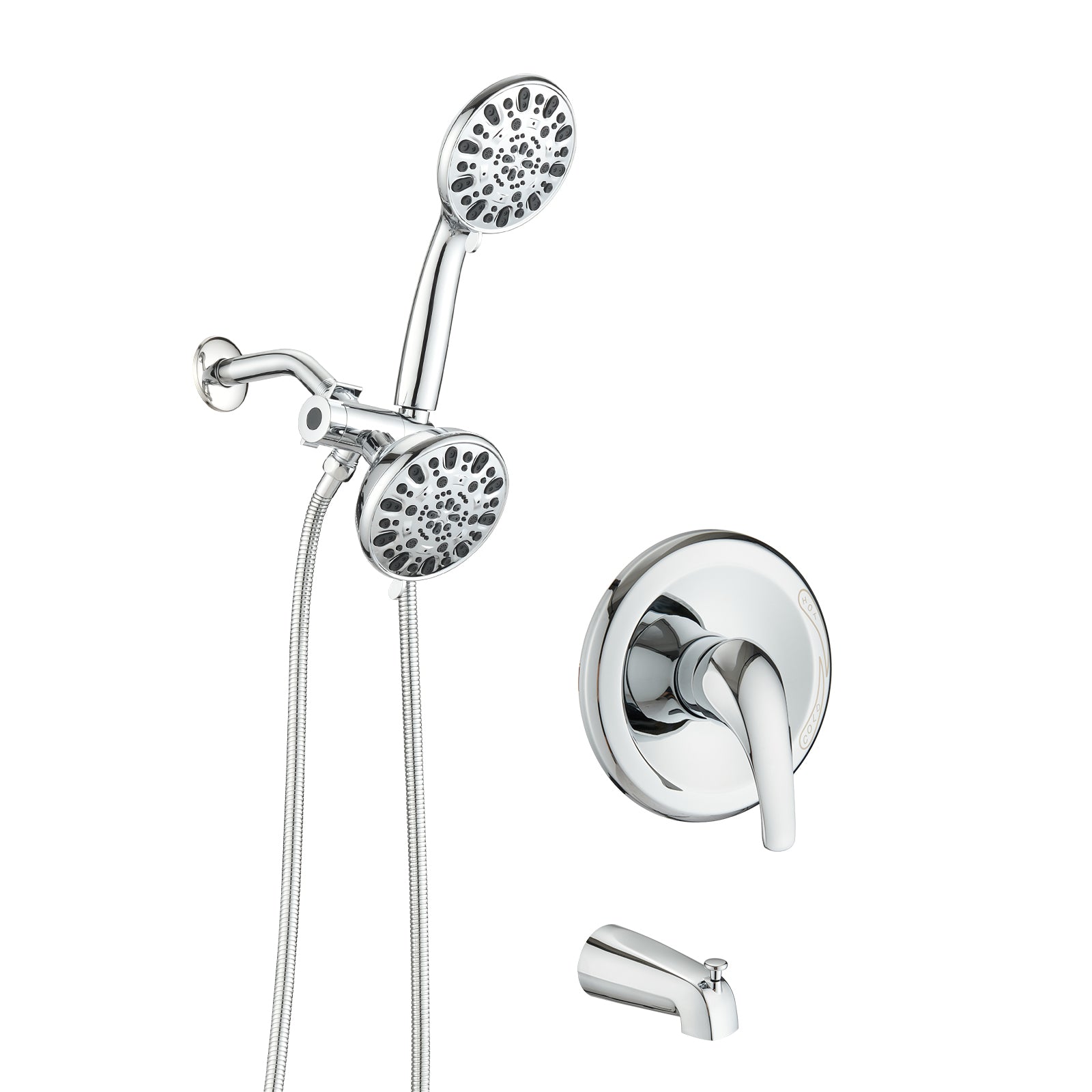 Shower System With Tub Spout Rain Shower Tub Set, High Pressure Dual 2 In 1 Shower Combo Faucet With Valve Chrome Abs