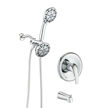 Shower System With Tub Spout Rain Shower Tub Set, High Pressure Dual 2 In 1 Shower Combo Faucet With Valve Chrome Abs