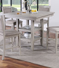 Dining Room Furniture Counter Height 5Pc Set Square Table W Shelves Cushion Chairs Modern Style Rustic Grey Wood Wood Gray Seats 4 Wood Dining Room Solid Wood Classic,Transitional Rubberwood 4 Leg Square Dining Table With Chair Solid Wood