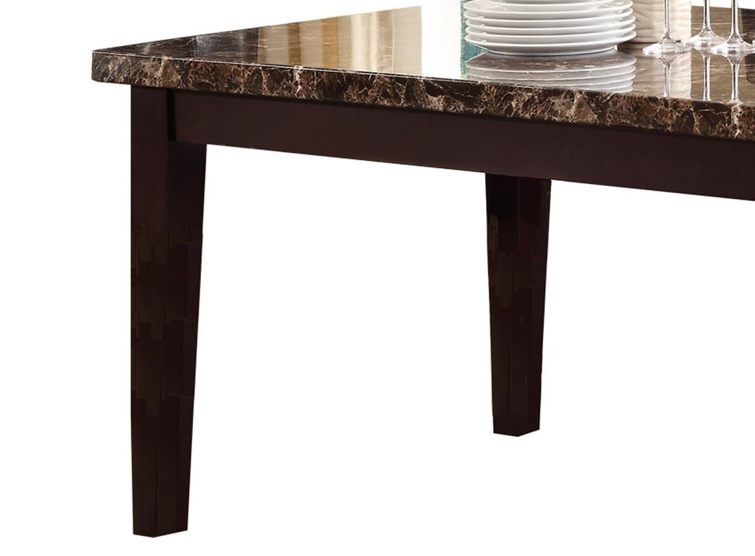 Espresso Finish Casual 1Pc Dining Table Faux Marble Top Transitional Dining Room Furniture Espresso Dining Room Transitional Wood