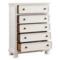 Casual White Finish 1Pc Chest Of Drawers Antique Bronze Tone Knobs Bun Feet Bedroom Furniture White Bedroom Wood