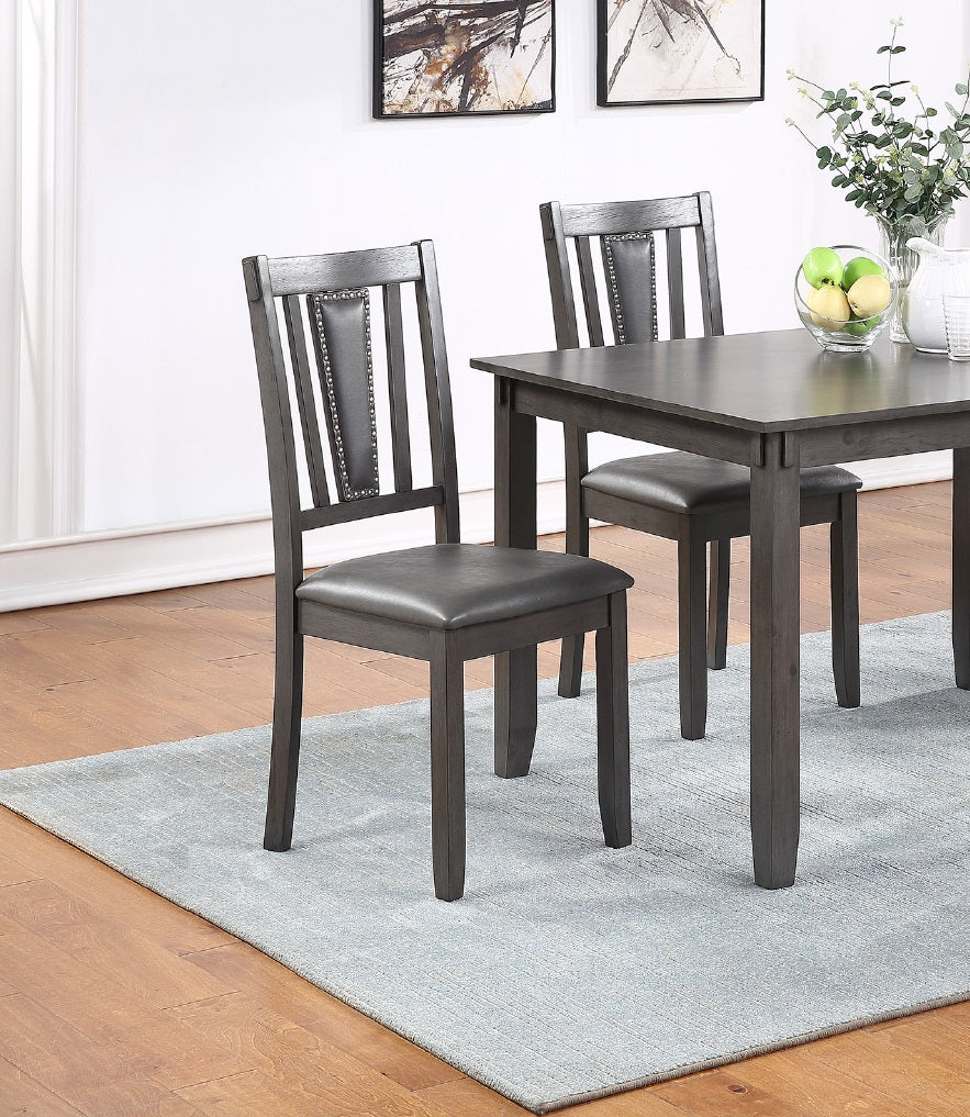 Grey Finish Dinette 5Pc Set Kitchen Breakfast Dining Table W Wooden Top Upholstered Cushion Chairs Dining Room Furniture Gray Wood Dining Room Solid Wood Rubberwood Rectangular Dining Table With Chair Wood Wood Grey Mix Seats 4 48 Inches Modern 4 Leg