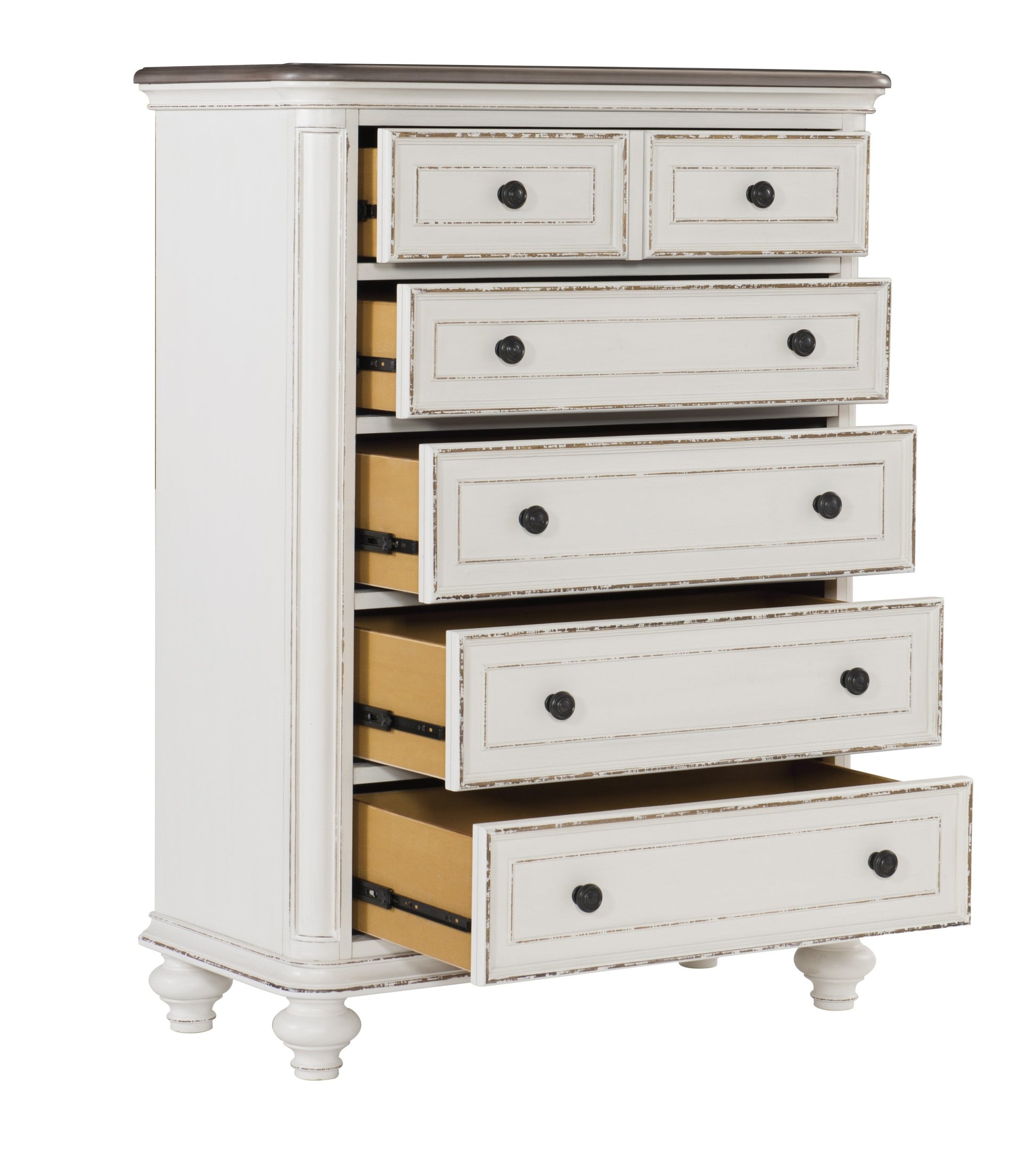 Traditional Design 1Pc Chest Of Drawers Storage Dark Finished Knobs Wooden Bedroom Furniture Antique White Bedroom Wood