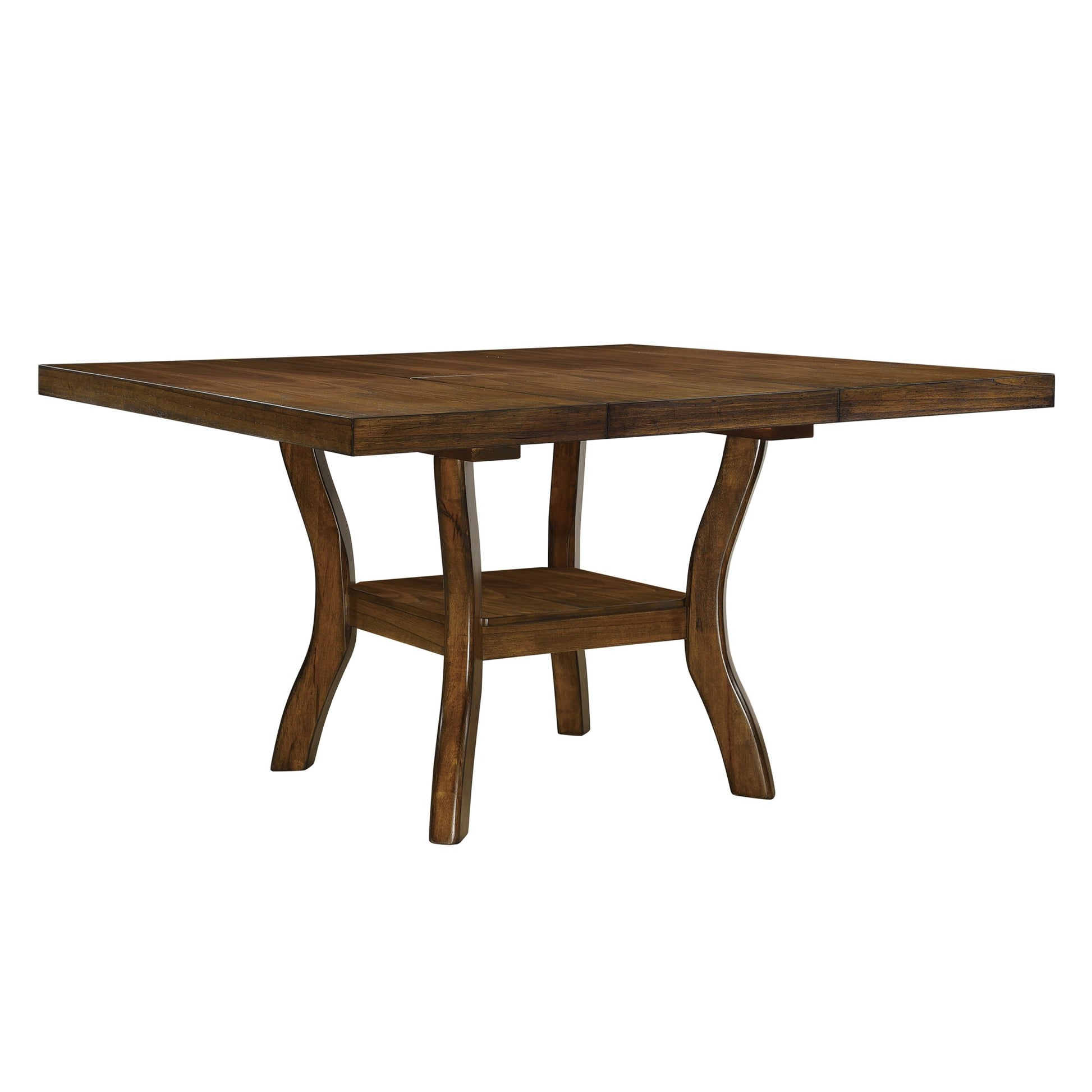 Transitional Brown Finish Dining Table With Lower Display Shelf And Extension Leaf Mindy Veneer Wood Dining Room Furniture Brown Dining Room Wood