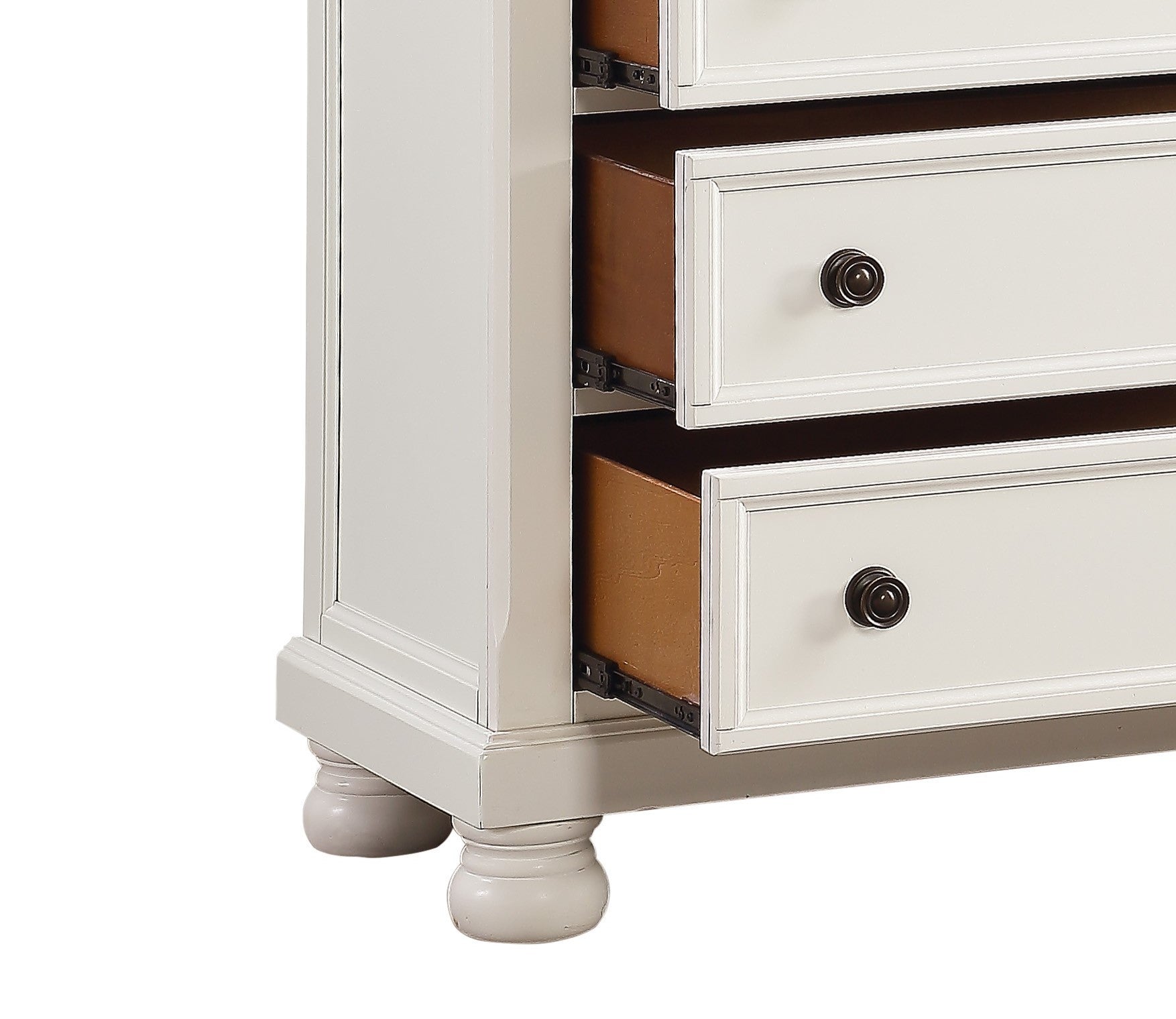 Casual White Finish 1Pc Chest Of Drawers Antique Bronze Tone Knobs Bun Feet Bedroom Furniture White Bedroom Wood