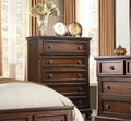 Transitional Bedroom 1Pc Chest Of Five Drawers Bun Feet Brown Cherry Finish Birch Veneer Home Furniture Brown Mix Wood