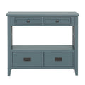 36'' Farmhouse Pine Wood Console Table Entry Sofa Table With 4 Drawers & 1 Storage Shelf For Entryway Living Room Bedroom Hallway Kitchen Blue Blue Pine