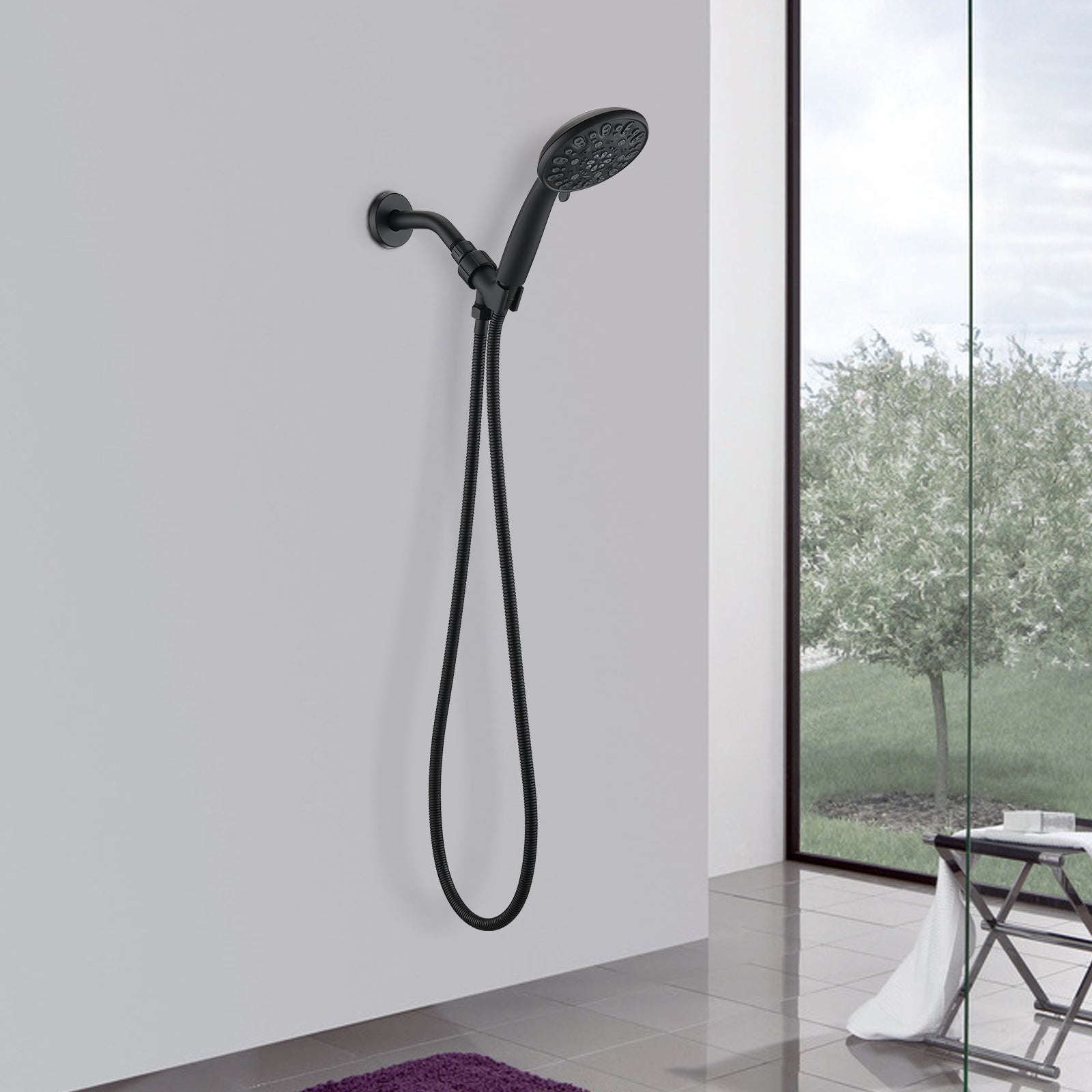 Matt Black High Pressure Multi Function With Hand Held Shower Faucet Matte Black Abs