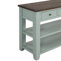 48'' Solid Pine Wood Top Console Table, Modern Entryway Sofa Side Table With 3 Storage Drawers And 2 Shelves. Easy To Assemble Green Brown Top Green Pine