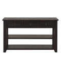 48'' Solid Pine Wood Top Console Table, Modern Entryway Sofa Side Table With 3 Storage Drawers And 2 Shelves. Easy To Assemble Black Black Pine