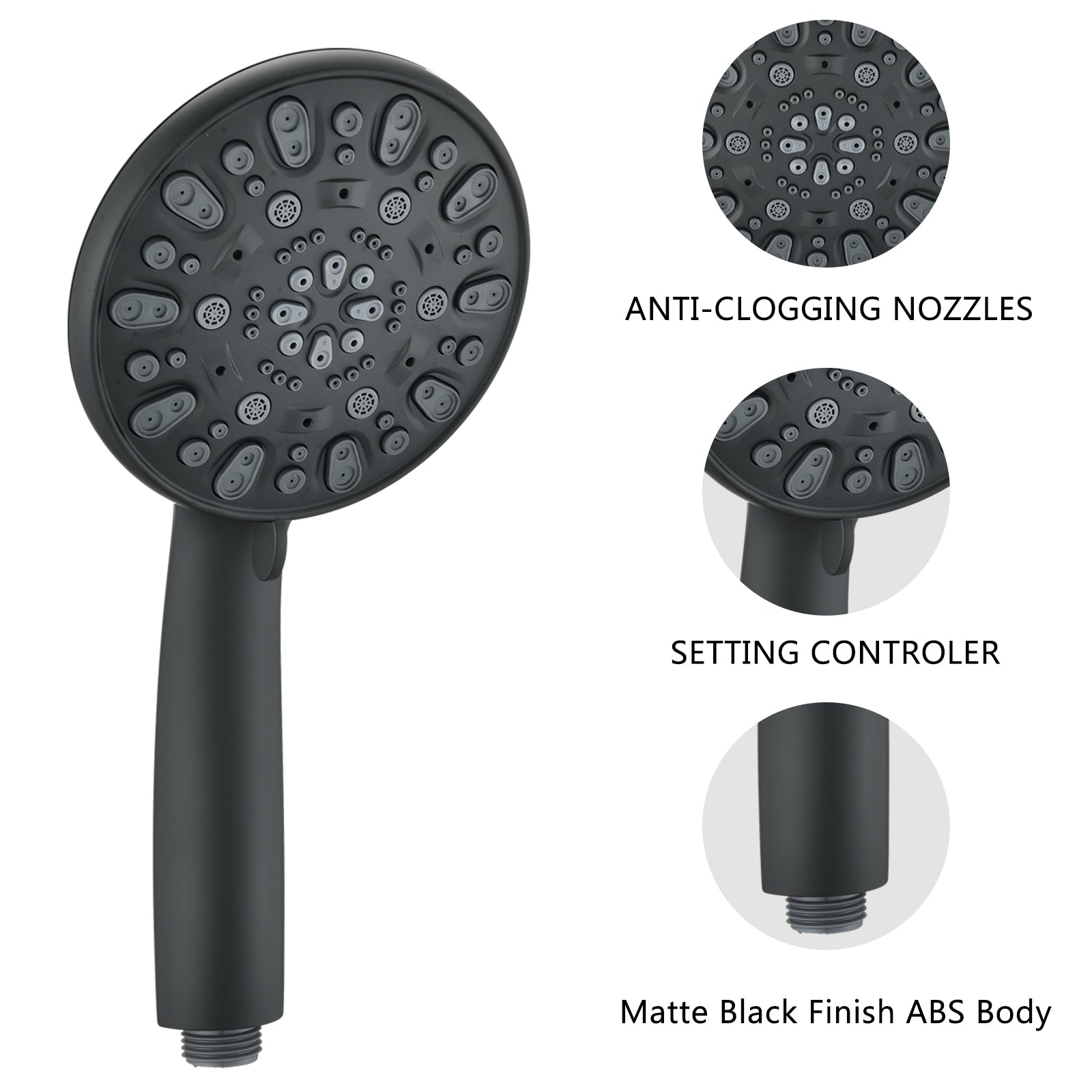 Matt Black High Pressure Multi Function With Hand Held Shower Faucet Matte Black Abs