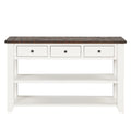 48'' Solid Pine Wood Top Console Table, Modern Entryway Sofa Side Table With 3 Storage Drawers And 2 Shelves. Easy To Assemble Antique White Brown Top Antique White Pine