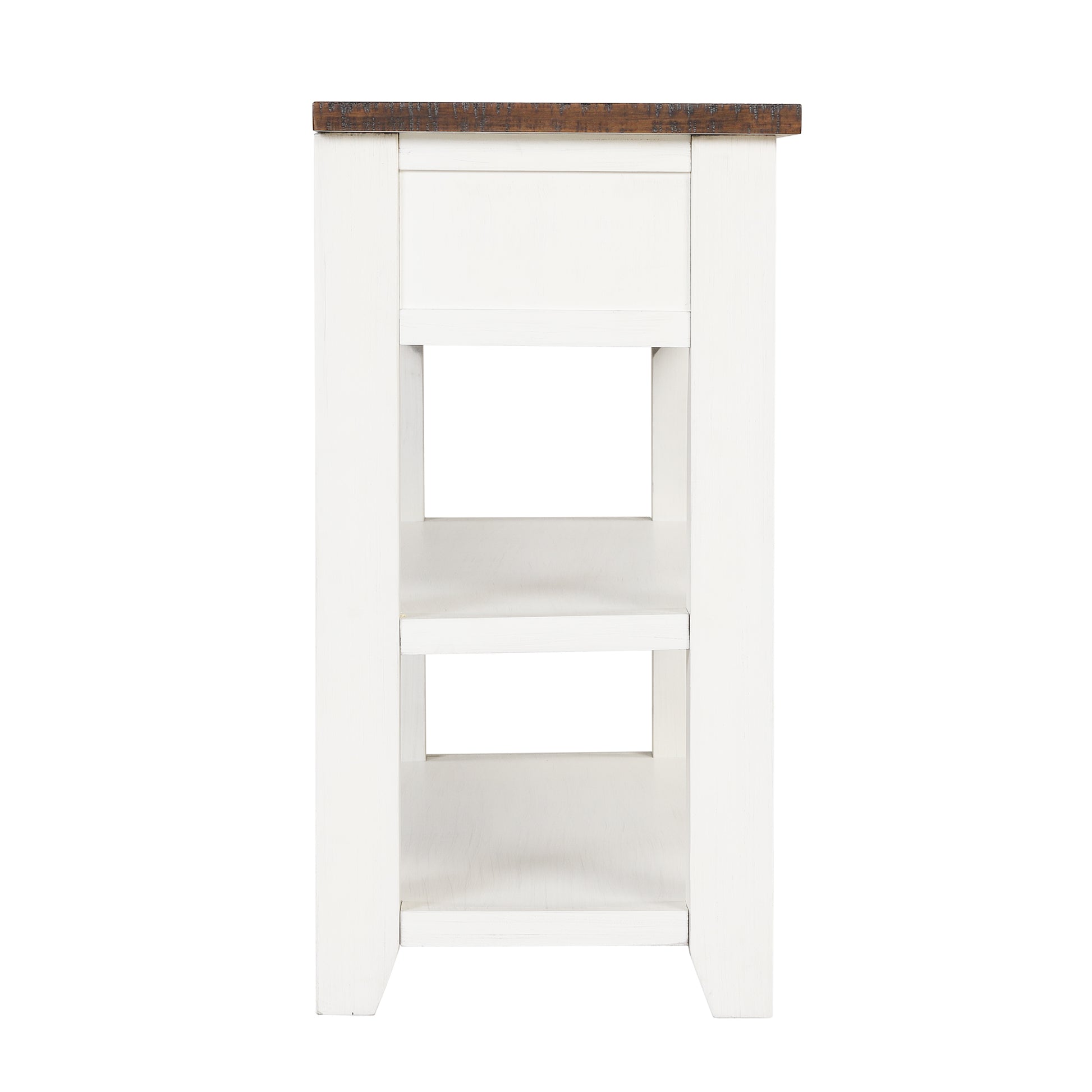 48'' Solid Pine Wood Top Console Table, Modern Entryway Sofa Side Table With 3 Storage Drawers And 2 Shelves. Easy To Assemble Antique White Brown Top Antique White Pine