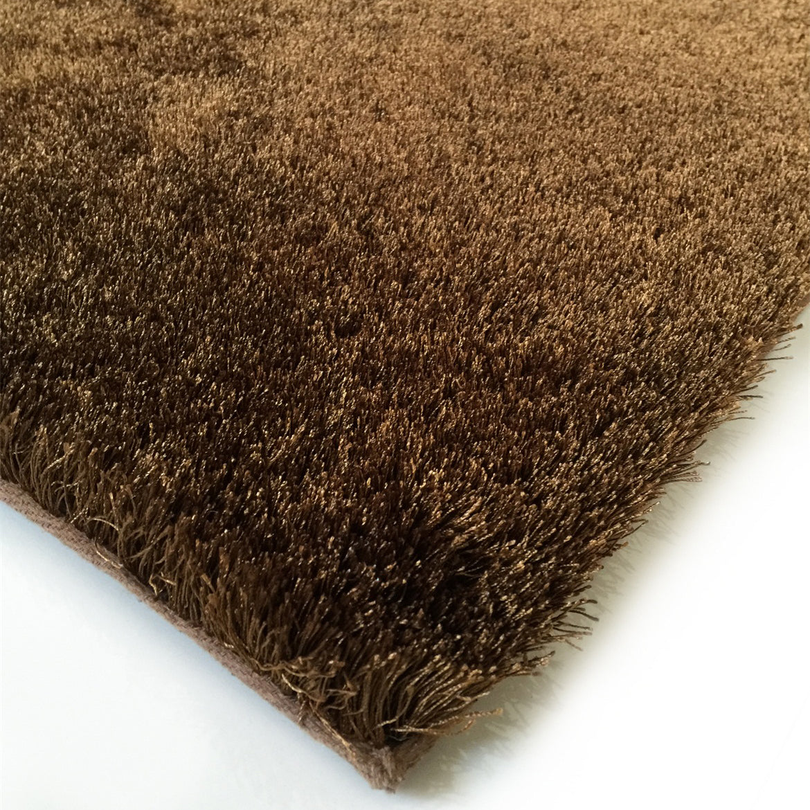 "Fuzzy Shaggy" Hand Tufted Area Rug Brown Polyester