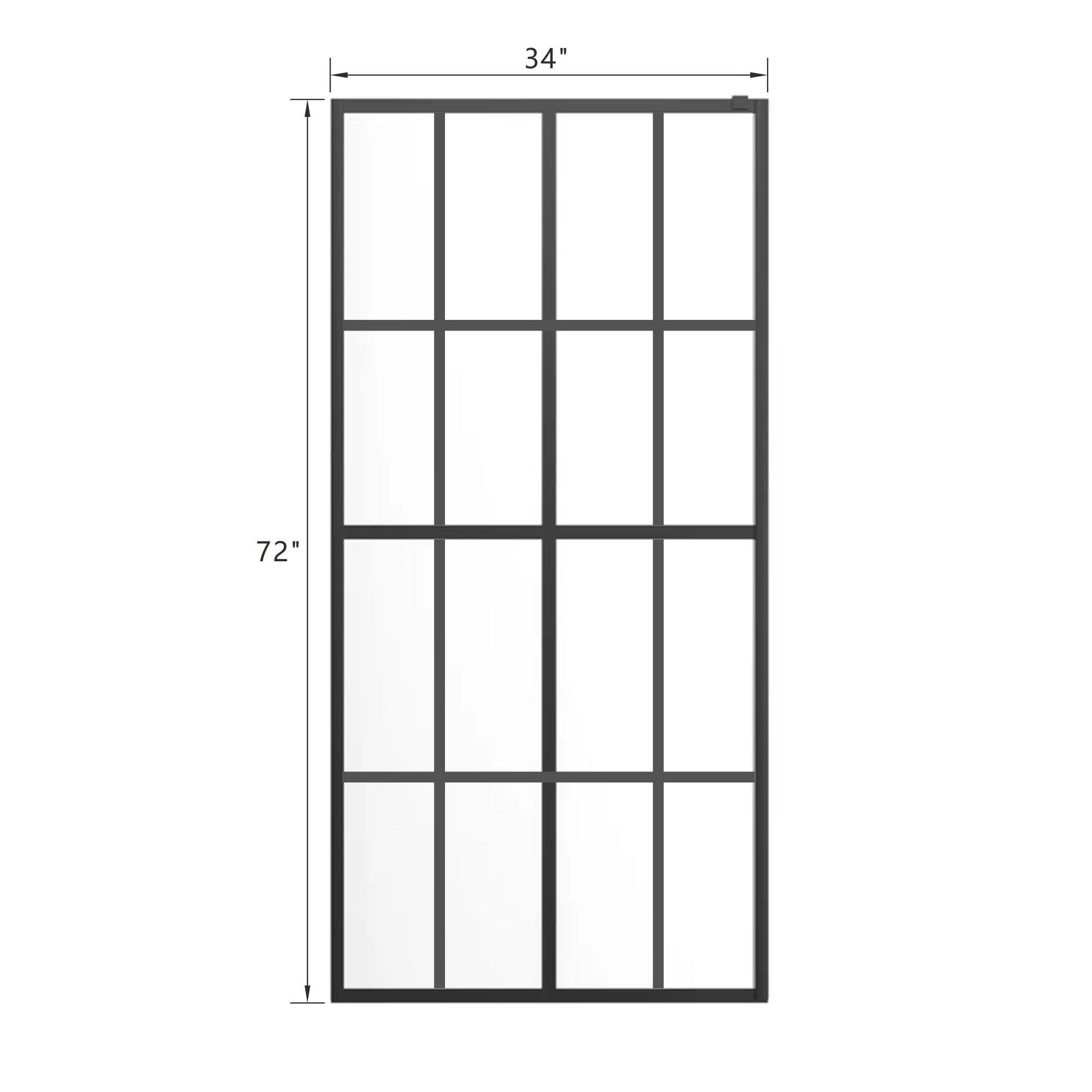 Goodyo 34" X 72" Shower Door Walk In Black Finish Black Glass