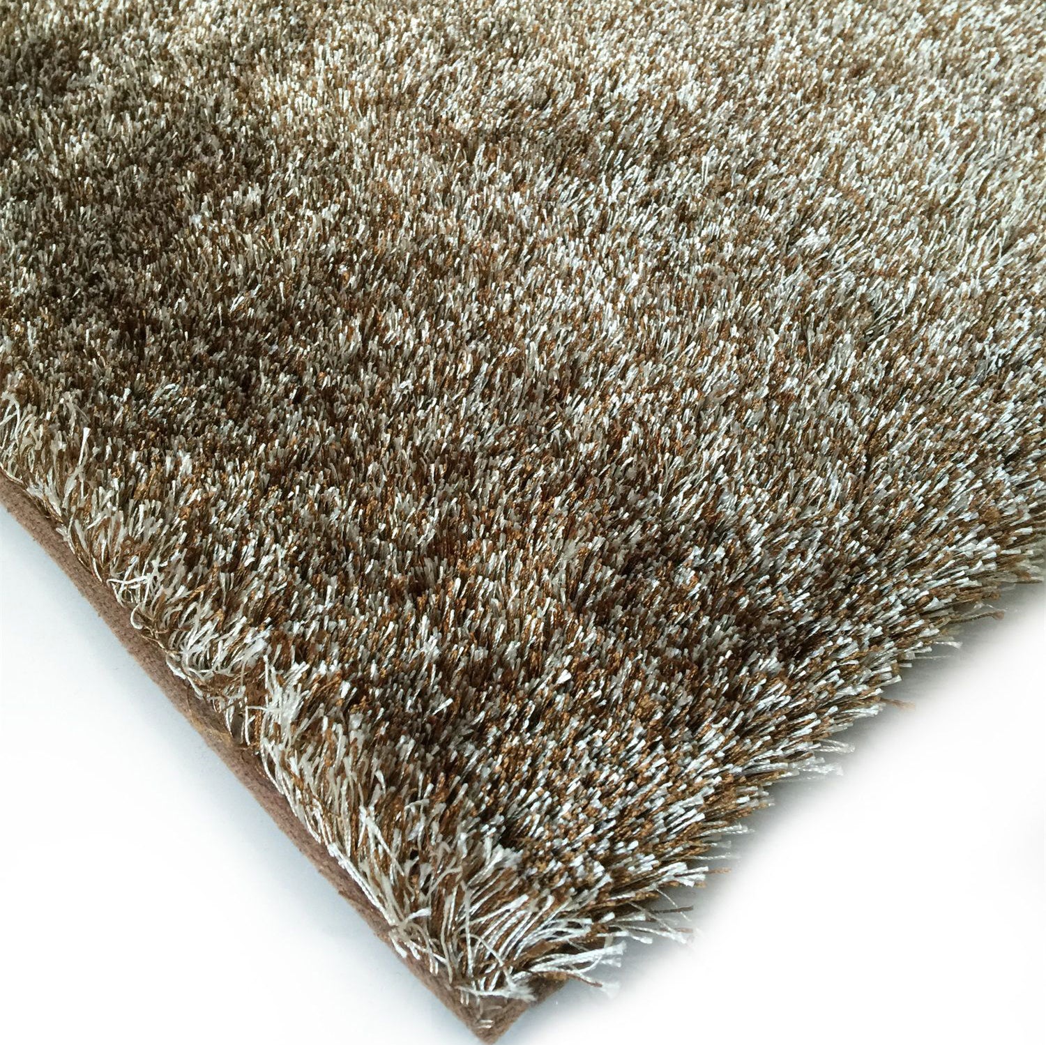 "Fuzzy Shaggy" Hand Tufted Area Rug Brown Polyester