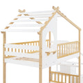 Stairway Twin Over Twin Bunk Bed,House Bed,Storage And Guard Rail,Natural Bed White Stair Old Sku :Lt000308Aak White Solid Wood