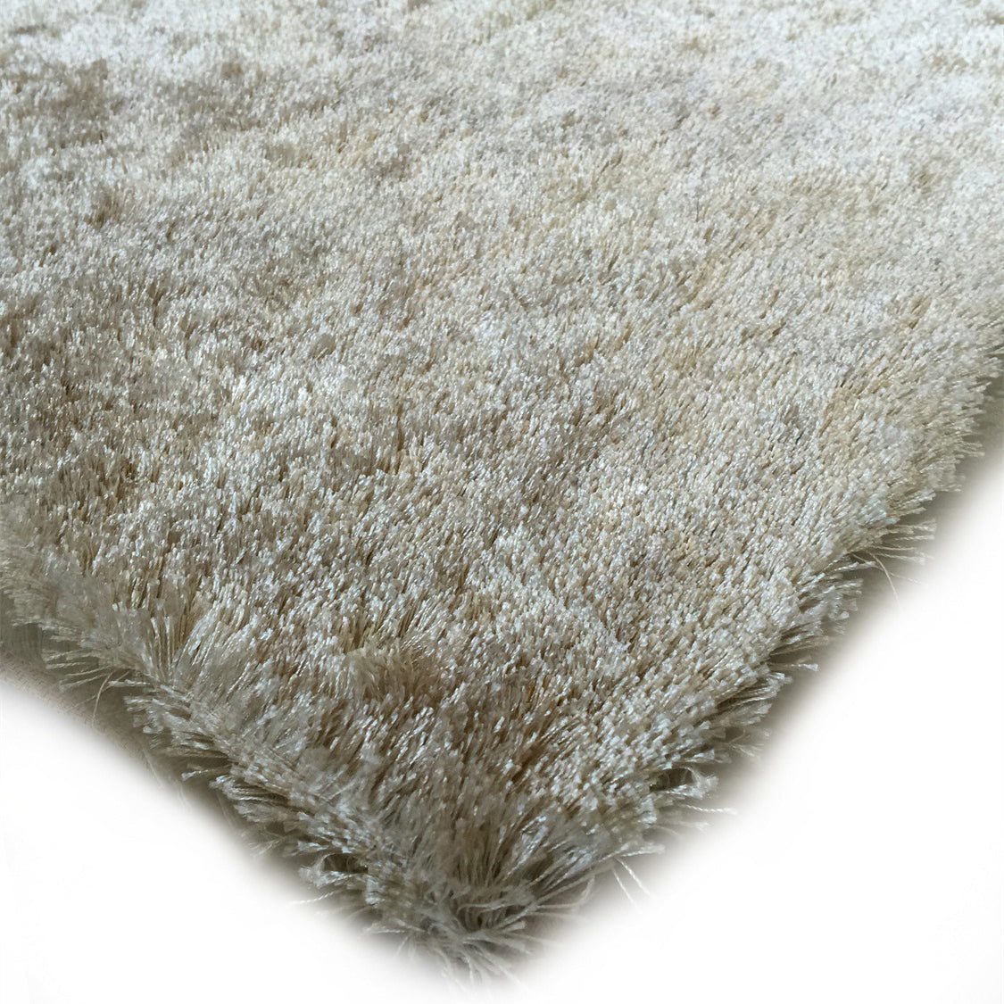 "Fuzzy Shaggy" Hand Tufted Area Rug Beige Polyester