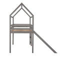 Twin Loft Bed With Slide, House Bed With Slide,Gray Old Sku :Wf286245Aae Twin Gray Solid Wood