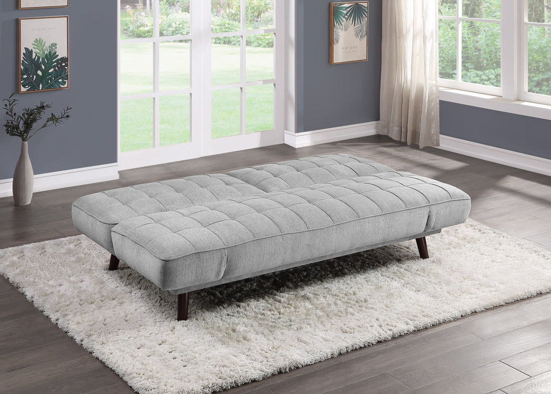 Elegant Three In One Lounger Sofa Sleeper Silver Gray Chenille Fabric Upholstered Attached Cushions Adjustable Arms Casual Living Room Furniture Gray Primary Living Space Solid Wood