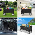 Yssoa Heavy Duty Folding Portable Hand Cart With Removable Canopy, 8'' Wheels, Adjustable Handles And Double Fabric For Shopping, Picnic, Beach, Camping Black Steel